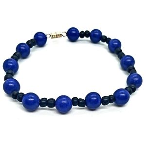 Deep Blue with small Black Beaded Braclet